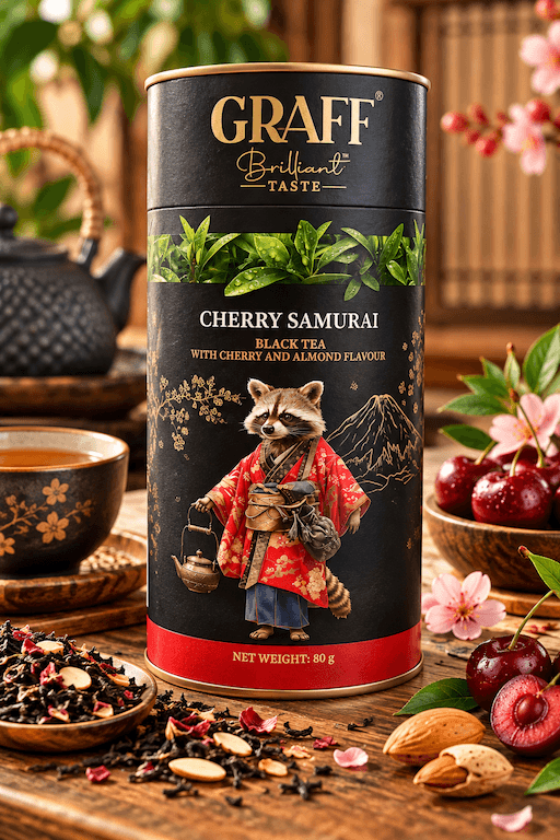 Чай черный Graff c ароматом вишни и миндаля"Cherry samurai"